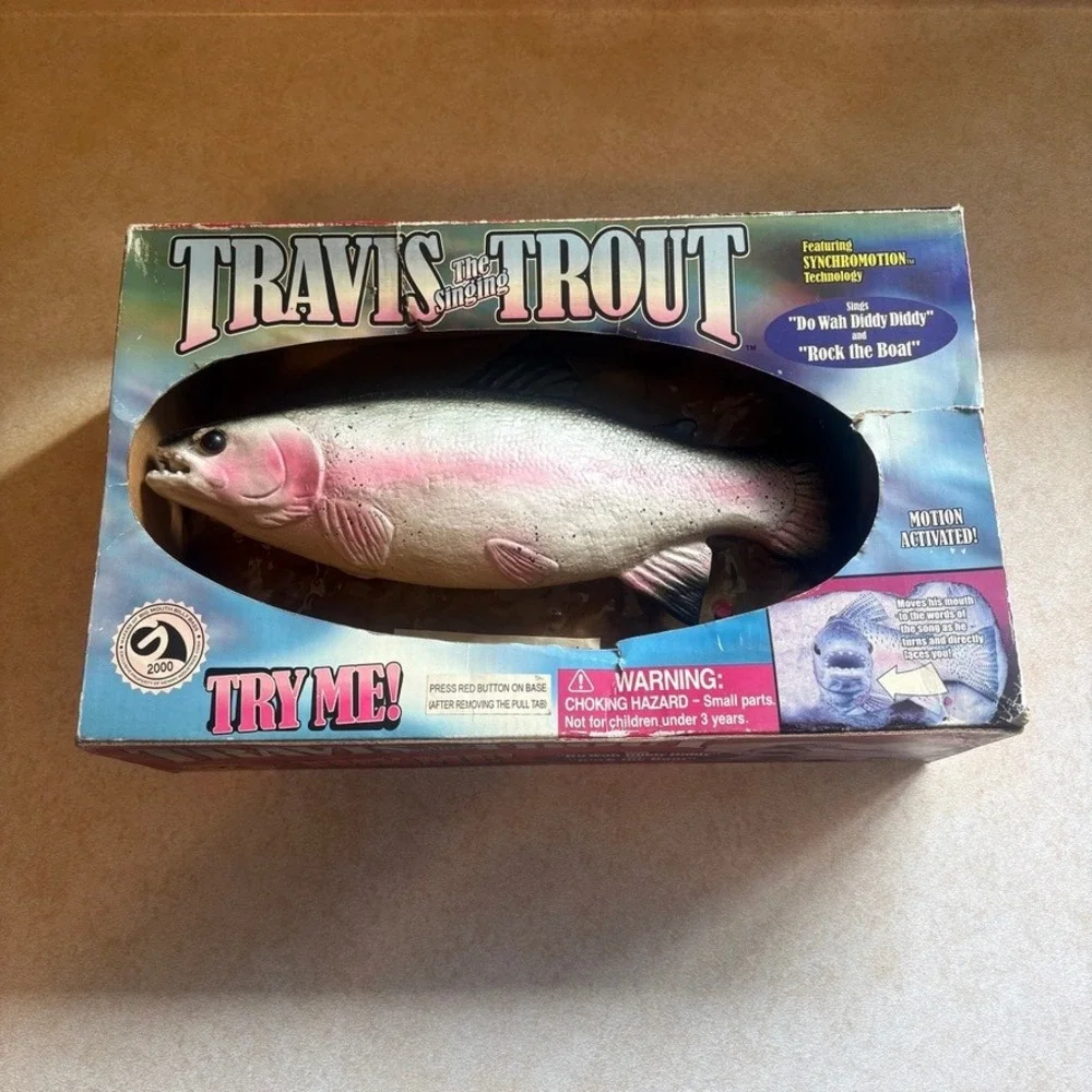 Vintage Travis The Singing Trout 2000 Gemmy Box Damaged Never Used
